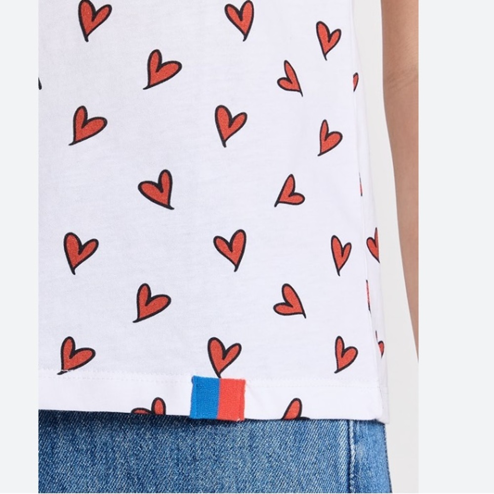 KULE White Short Sleeve Tee with Red Heart Print - Picture 2 of 9